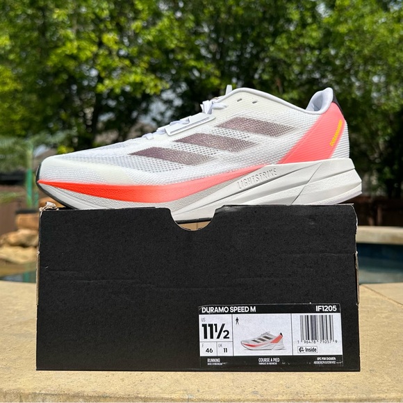 Adidas Duramo Speed M White Pink Running Shoes- Size 11.5 Mens IF1205 - Picture 6 of 6